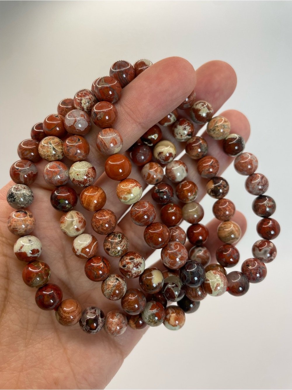ONE Brecciated Red Jasper Beaded Bracelet - 8mm (0160)